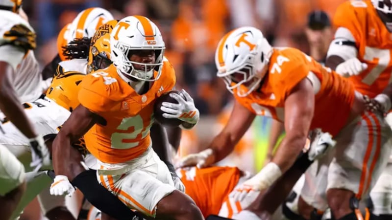KNOXVILLE, TN - September 19, 2026 - Running back Hunter Barnes #24 of the Tennessee...