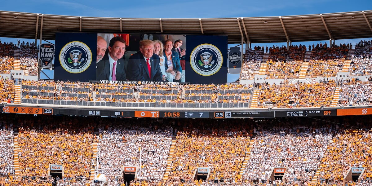 Trump's reception at Texas-Tennessee game in Knoxville was mixed; local footage shows cheers, but national reports claim boos