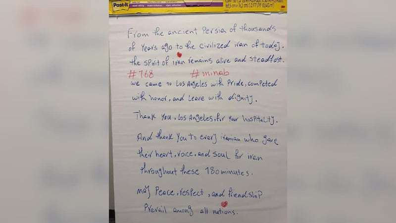 Iran’s soccer team left a handwritten note in its locker room Sunday after playing to a 0-0...