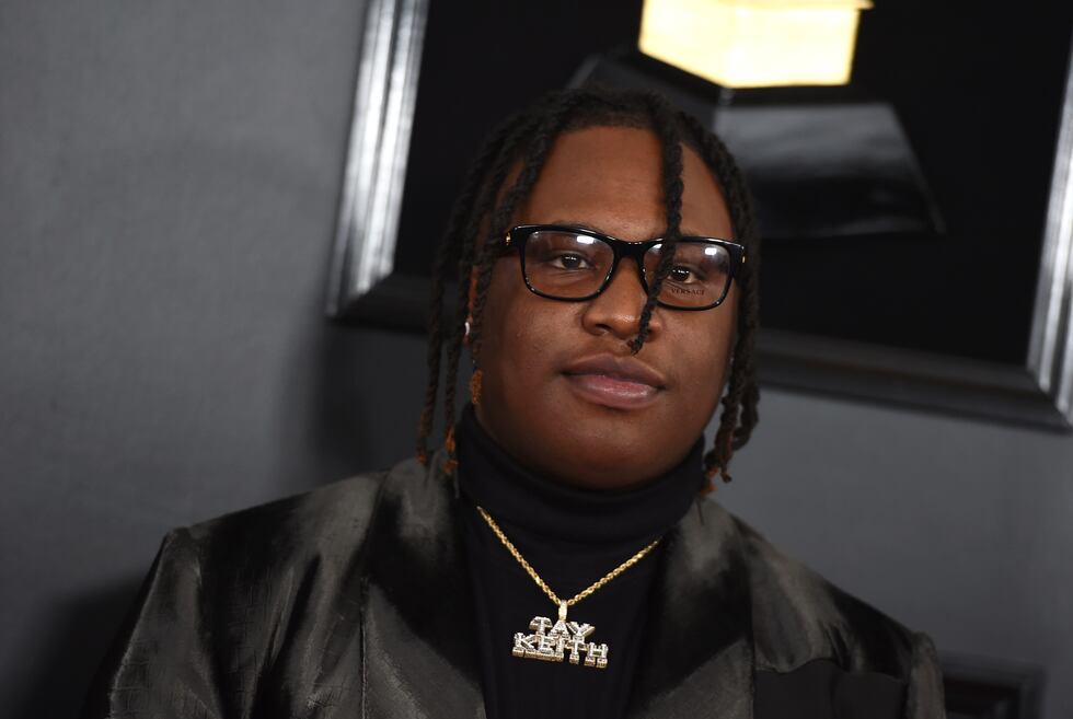 Tay Keith arrives at the 61st annual Grammy Awards at the Staples Center on Sunday, Feb. 10,...