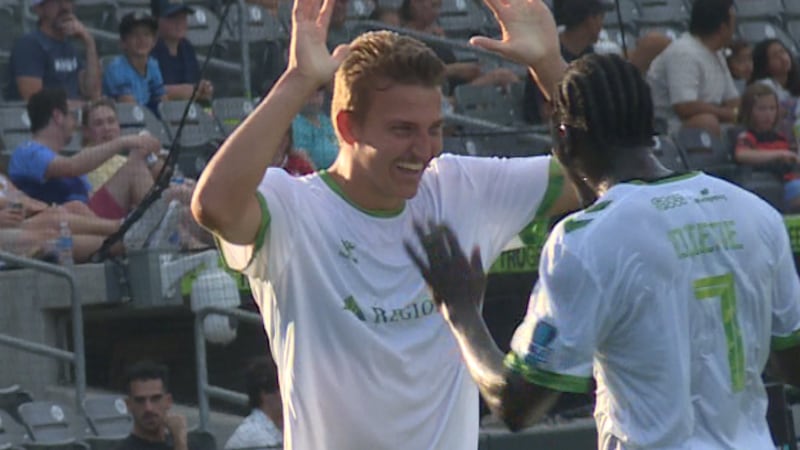 One Knox celebrates a goal against New York on Saturday