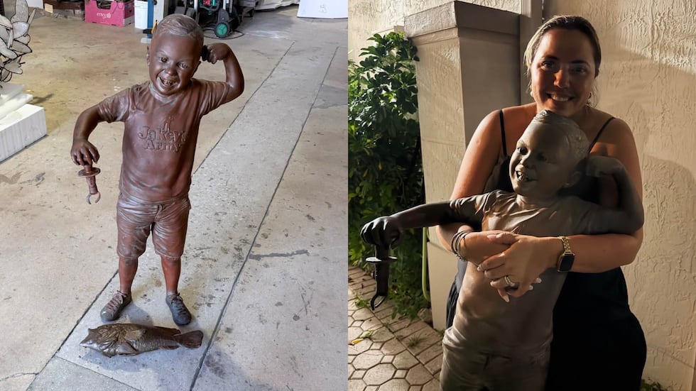 The bronze Jakey Duque statue is valued at approximately $8,000.