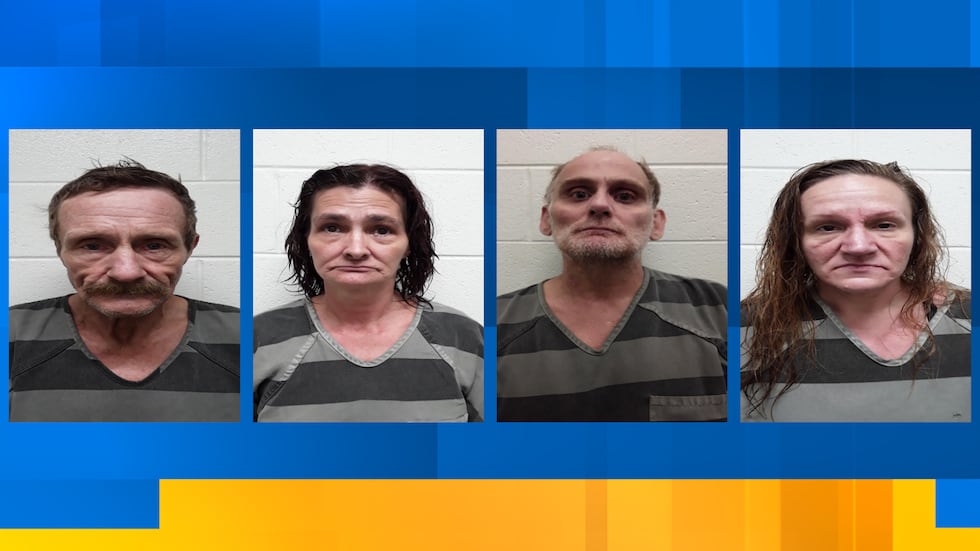 (L-R) Clayton Warren Davis, Sara June Burris, Ricky Lee Burris, Sheila Jenene Kryzak