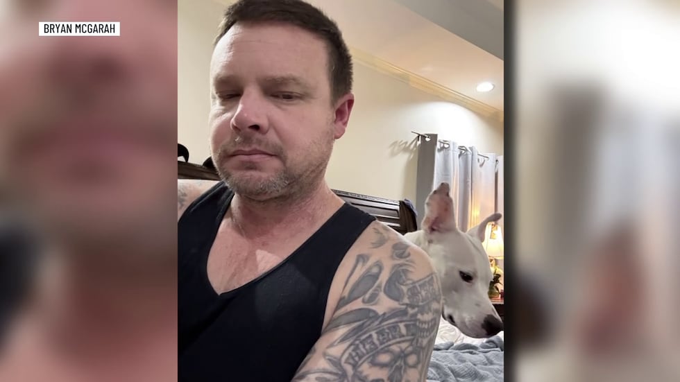 Bryan McGarah and his four-year-old dog, Snow