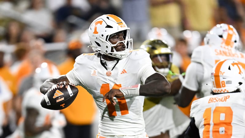 Tennessee quarterback Faizon Brandon (11) drops back for a pass against Georgia Tech during...