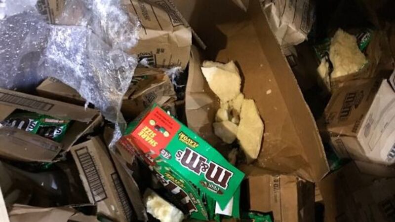 The tractor-trailer was carrying 35,000 pounds of candy including M&Ms. / (TDOT)