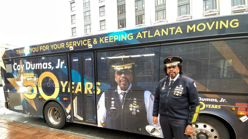 Coy Dumas in 2022 celebrating 50th year driving for MARTA.