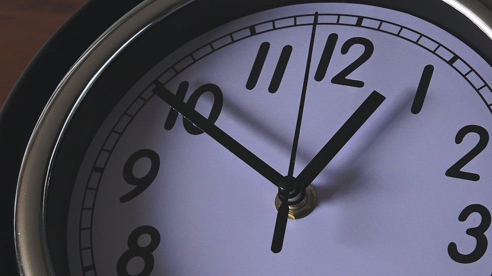 FILE -- Clock winding back during daylight saving time.