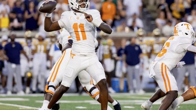 ATLANTA, GA - September 12, 2026 - Quarterback Faizon Brandon #11 of the Tennessee Volunteers...