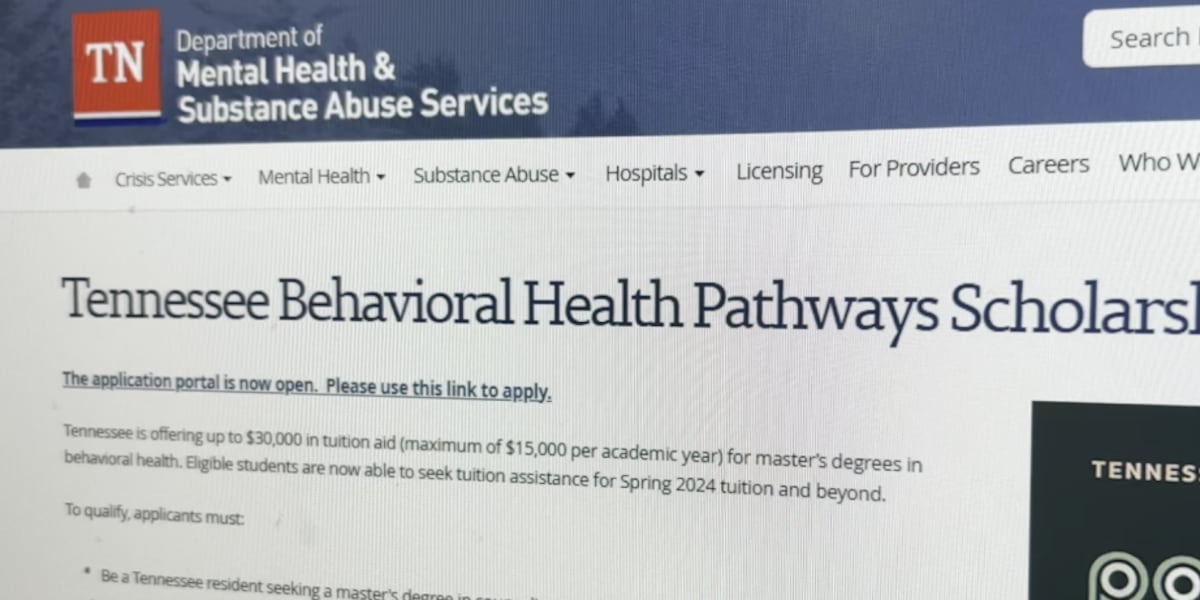 Tennessee scholarship program aims to cut down behavioral health provider shortage