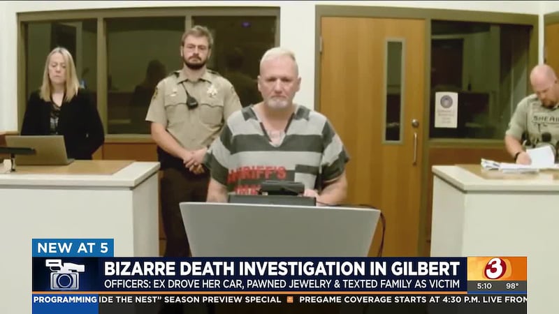A defendant appeared to grin in court as the family of a Gilbert mother of three found dead...