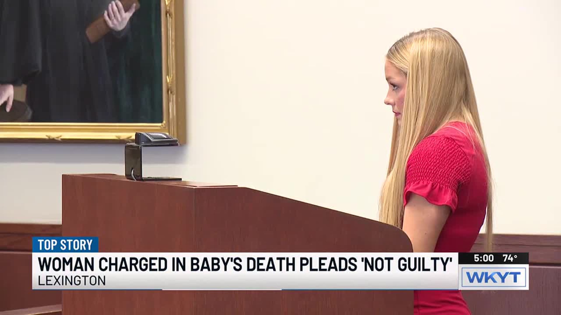 laken snelling red dress court University of Kentucky cheerleader accused of hiding dead baby in closet placed on house arrest