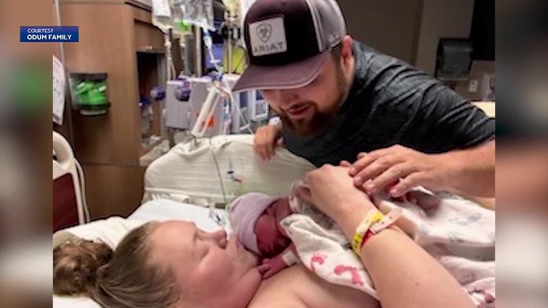 A father in Oklahoma travels between two hospitals as his wife and newborn daughter face...