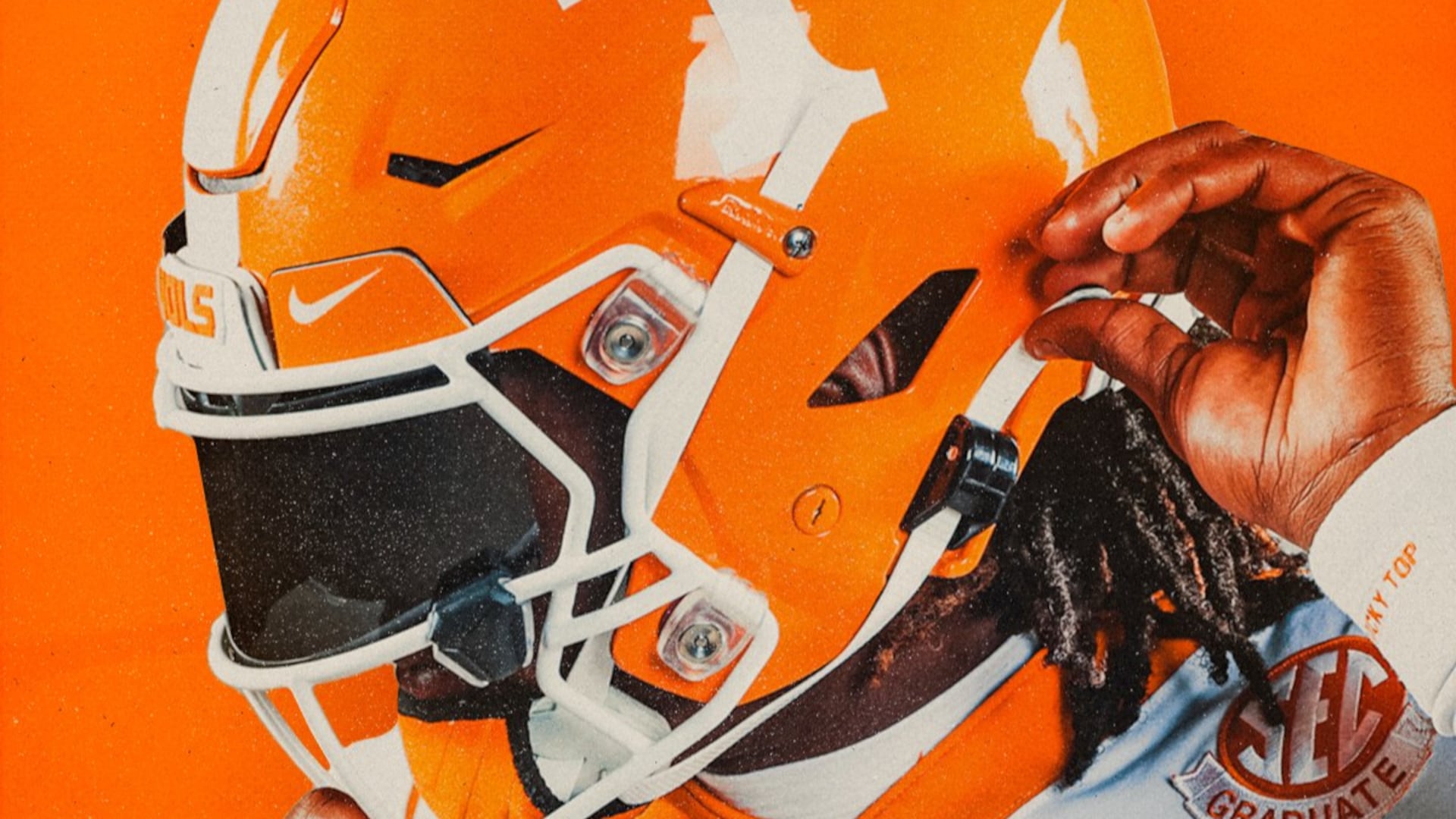 authentic university of tennessee football helmet Tech Golden Eagles Speed Mini field designs Bill Bates signed Tennessee Volunteers